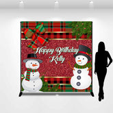 Lofaris Glitter Scottish Plaid Winter Custom Birthday Backdrop